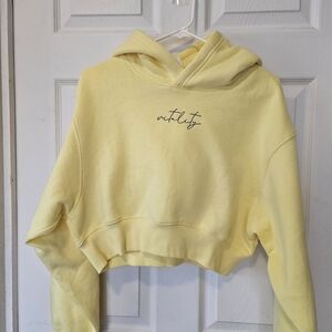 Yellow Cropped Vitality Smiley Face Hoodie